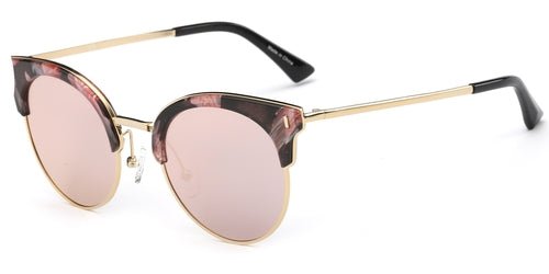 Freya Half Frame Round Cat Eye Fashion Sunglasses