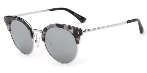 Freya Half Frame Round Cat Eye Fashion Sunglasses