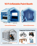 Inflatable Paint Booth, 9.84 x 8.2 x 8.2 ft, Inflatable Spray Booth with 550W Powerful Blower and Air Filter System, Triangular Roof, for Painting Bicycle, Motorcycle, Automotive Sheet Metal
