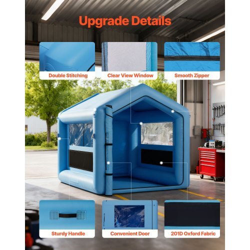 Inflatable Paint Booth, 9.84 x 8.2 x 8.2 ft, Inflatable Spray Booth with 550W Powerful Blower and Air Filter System, Triangular Roof, for Painting Bicycle, Motorcycle, Automotive Sheet Metal