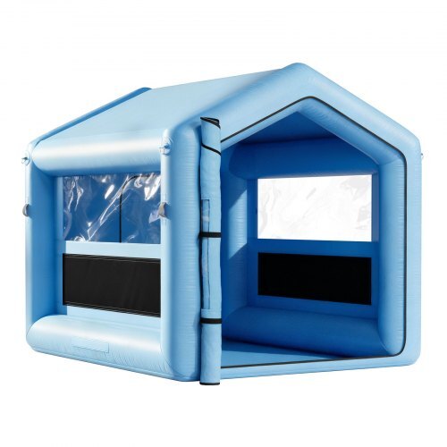 Inflatable Paint Booth, 9.84 x 8.2 x 8.2 ft, Inflatable Spray Booth with 550W Powerful Blower and Air Filter System, Triangular Roof, for Painting Bicycle, Motorcycle, Automotive Sheet Metal