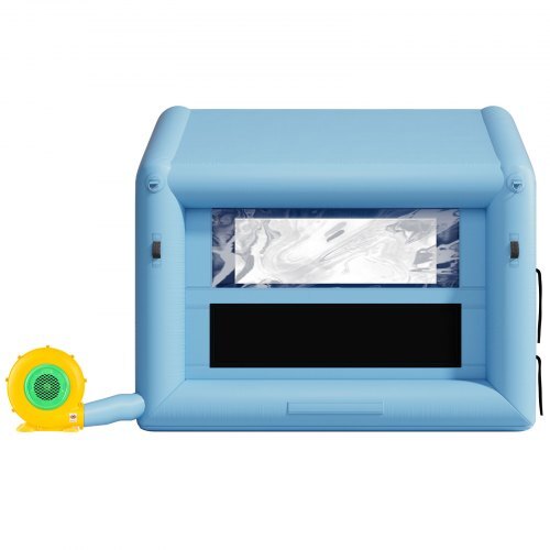 Inflatable Paint Booth, 9.84 x 8.2 x 8.2 ft, Inflatable Spray Booth with 550W Powerful Blower and Air Filter System, Triangular Roof, for Painting Bicycle, Motorcycle, Automotive Sheet Metal