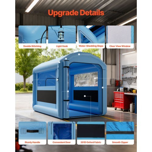 Inflatable Paint Booth, 9.84 x 8.2 x 8.2 ft, Inflatable Spray Booth with 550W Powerful Blower and Air Filter System, Round Roof with Light Hook, for Painting Bicycle, Motorcycle, and Furniture