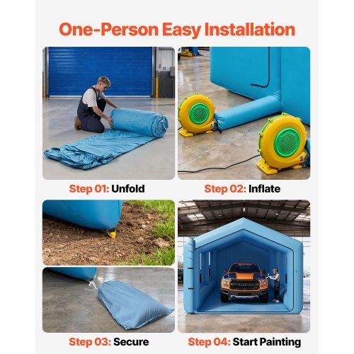 Inflatable Paint Booth, 39.37 x 16.40 x 13.12 ft, Inflatable Spray Booth with 950W+1100W Blowers, Air Filter System, Triangular Roof, for Painting Car, Truck, Furniture, Automotive Sheet Metal