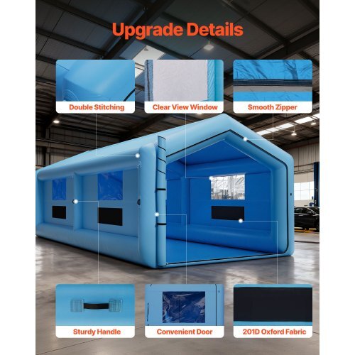 Inflatable Paint Booth, 39.37 x 16.40 x 13.12 ft, Inflatable Spray Booth with 950W+1100W Blowers, Air Filter System, Triangular Roof, for Painting Car, Truck, Furniture, Automotive Sheet Metal