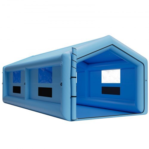 Inflatable Paint Booth, 39.37 x 16.40 x 13.12 ft, Inflatable Spray Booth with 950W+1100W Blowers, Air Filter System, Triangular Roof, for Painting Car, Truck, Furniture, Automotive Sheet Metal