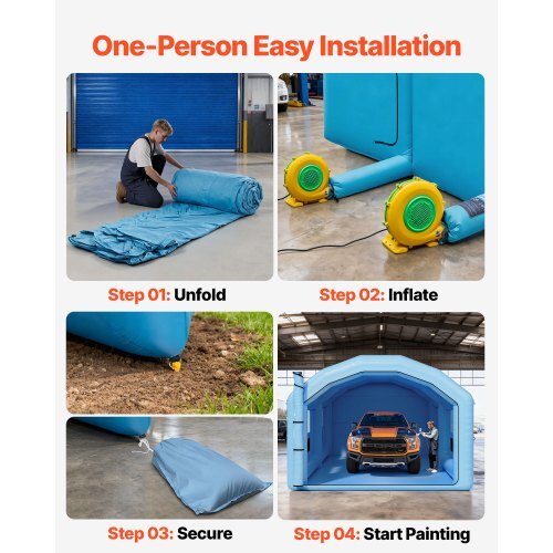 Inflatable Paint Booth, 32.81 x 19.69 x 13.12 ft, Inflatable Spray Booth with 950W and 1100W Blowers and Air Filter System, Round Roof, for Painting Car, Truck, Furniture, Automotive Sheet Metal