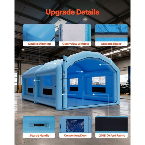 Inflatable Paint Booth, 32.81 x 19.69 x 13.12 ft, Inflatable Spray Booth with 950W and 1100W Blowers and Air Filter System, Round Roof, for Painting Car, Truck, Furniture, Automotive Sheet Metal