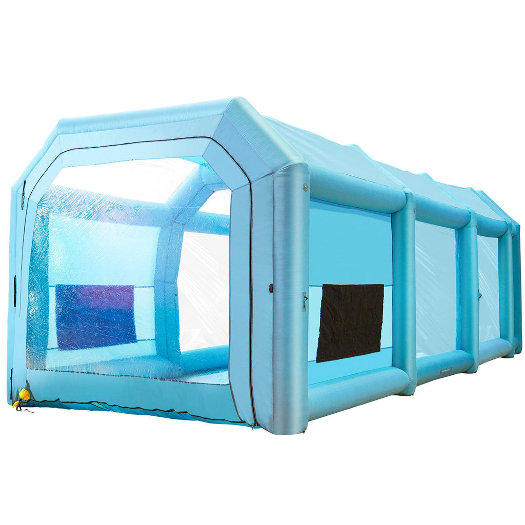 Inflatable Paint Booth, 39.4x16.4x13.1 ft Spray Paint Booth, with 2 Powerful Blowers, Inflatable Spray Booth with Air Filter System, Car Paint Booth for Car Parking Tent Workstation, Blue