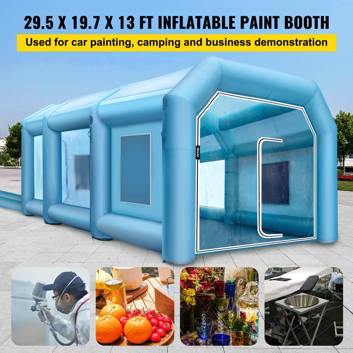 Inflatable Paint Booth, 29.5x19.7x13 ft Spray Paint Booth, with 2 Powerful Blowers Inflatable Spray Booth with Air Filter System, Car Paint Booth for Car Parking Tent Workstation