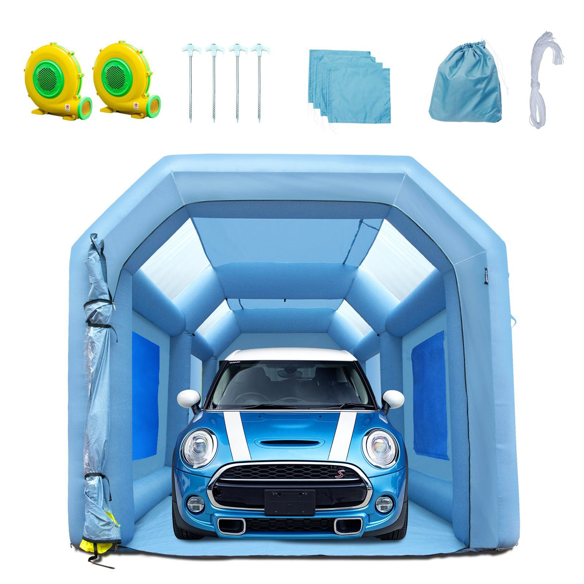 20x10x8ft Inflatable Paint Booth, Inflatable Spray Booth, High Powerful 480W+750W Blowers Spray Booth Tent, Car Paint Tent Air Filter System for Car Parking Tent Workstation Motorcycle Garage