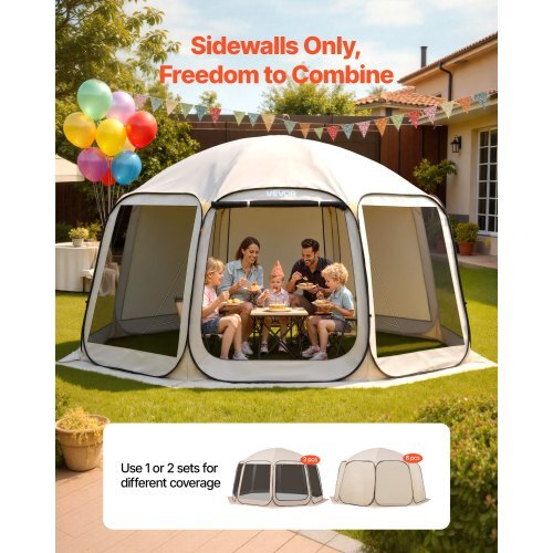 Sun Shade Sail Canopy Covers, Fit for 15 x 13.8 ft Screen House Tent, Sun Protection, 5.51 x 5.25 ft 300D Oxford Silver-Coated Fabric, Pack of 3 (Not Include Tent), for Outdoor Activities, Beige