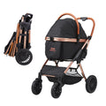 Pet Stroller, 4 Wheels Dog Stroller Rotate with Brakes, 66 lbs Weight Capacity, Puppy Stroller with Detachable Carrier, Storage Basket and Pet Pad, for Small to Medium Sized Dogs, Black