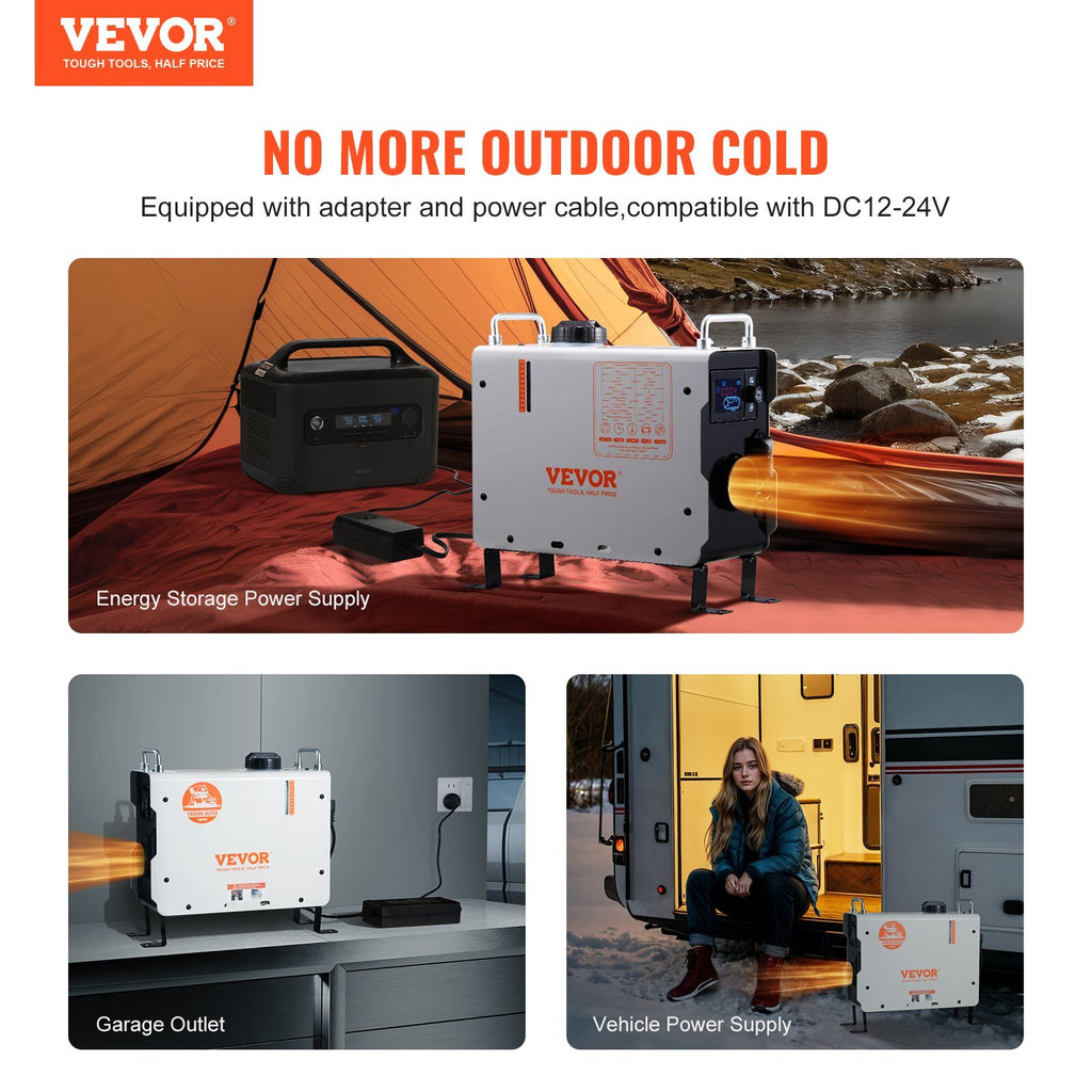 2KW Diesel Heater, 12V/24V All in One Diesel Air Heater, with Bluetooth APP Control, Remote Control and Display Screen, CO Alarm, Fast Heating Portable Diesel Heater for Vehicles and Outdoors