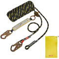 Vertical Lifeline Assembly, 0.55'' x 25' Fall Protection Rope with 30 KN Breaking Tension, Polyester Roofing Rope with Steel Snap Hooks, Rope Grab, and Shock Absorber, ANSI Compliant