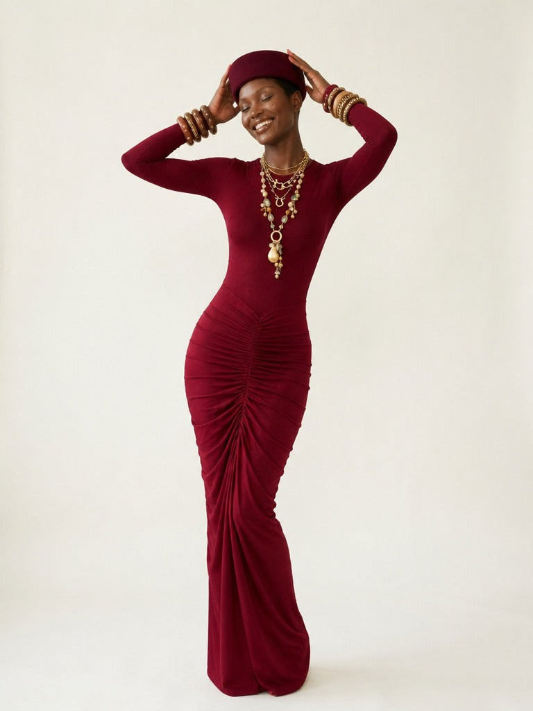 Audacious Ruched Bodycon Maxi Dress