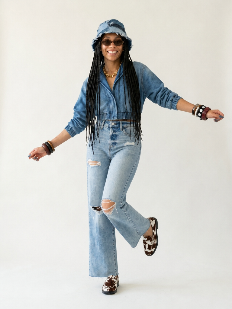 Daring Distressed Straight Leg Jeans