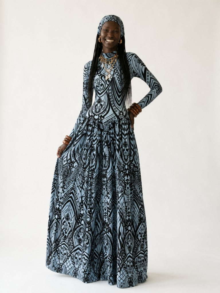 Magnetic Geometric Printed Maxi Dress