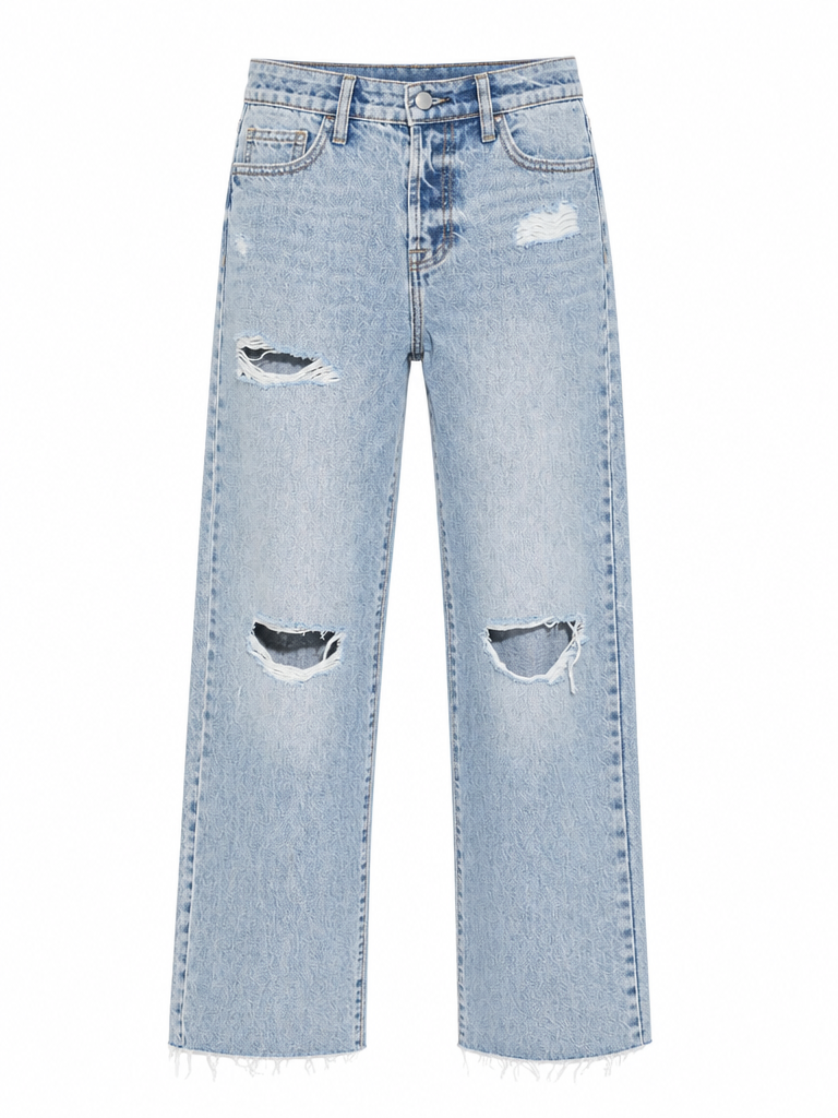 Daring Distressed Straight Leg Jeans