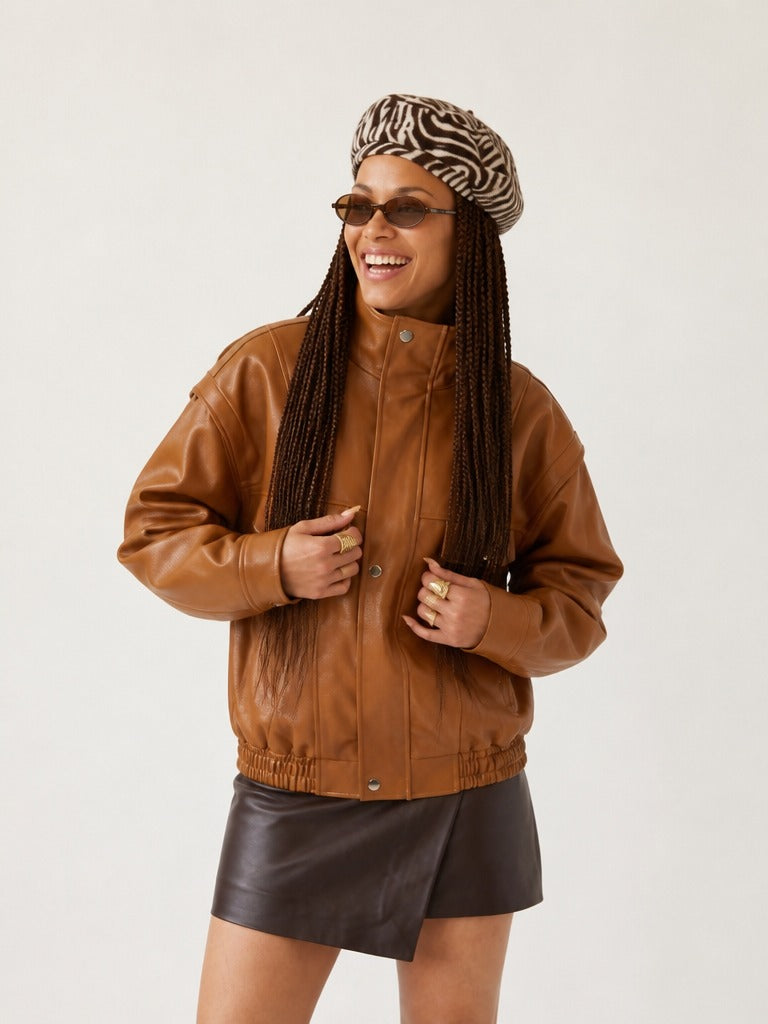 Audacious Oversized Faux Leather Jacket