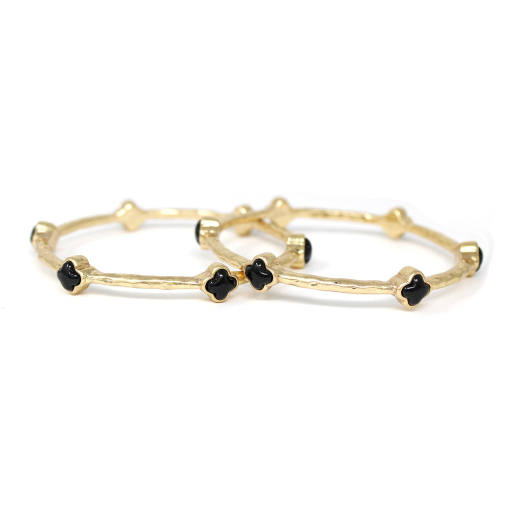 Color Clover Hammered Texture Stackable Bangle Set of 2