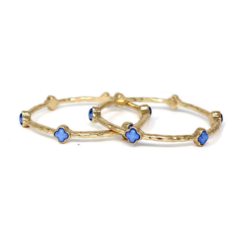 Color Clover Hammered Texture Stackable Bangle Set of 2
