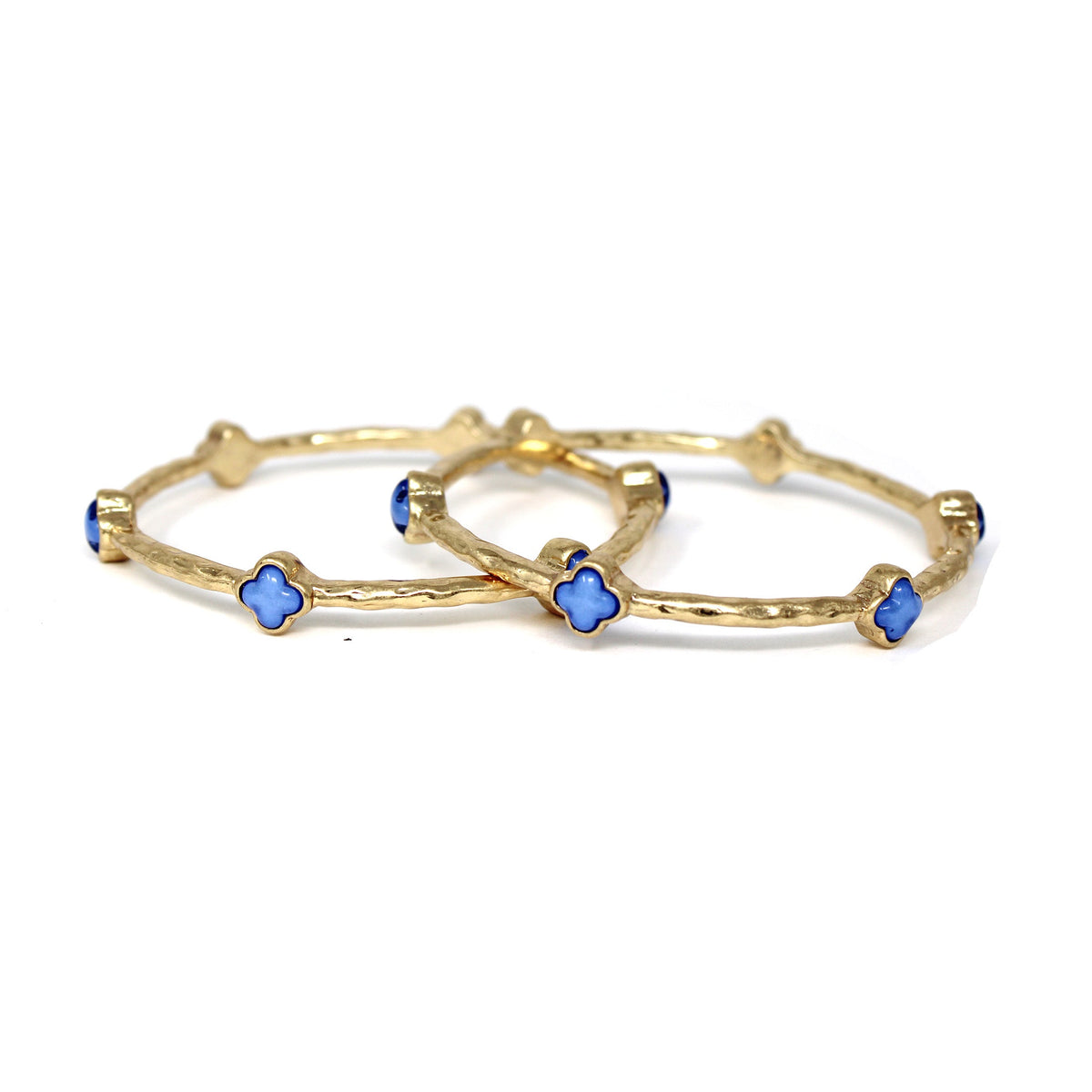 Color Clover Hammered Texture Stackable Bangle Set of 2