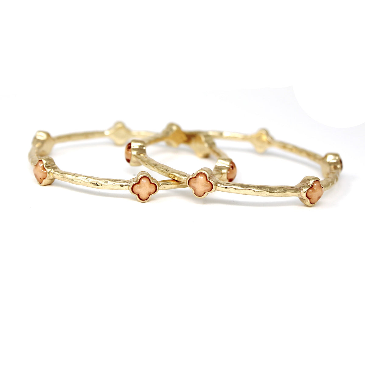 Color Clover Hammered Texture Stackable Bangle Set of 2