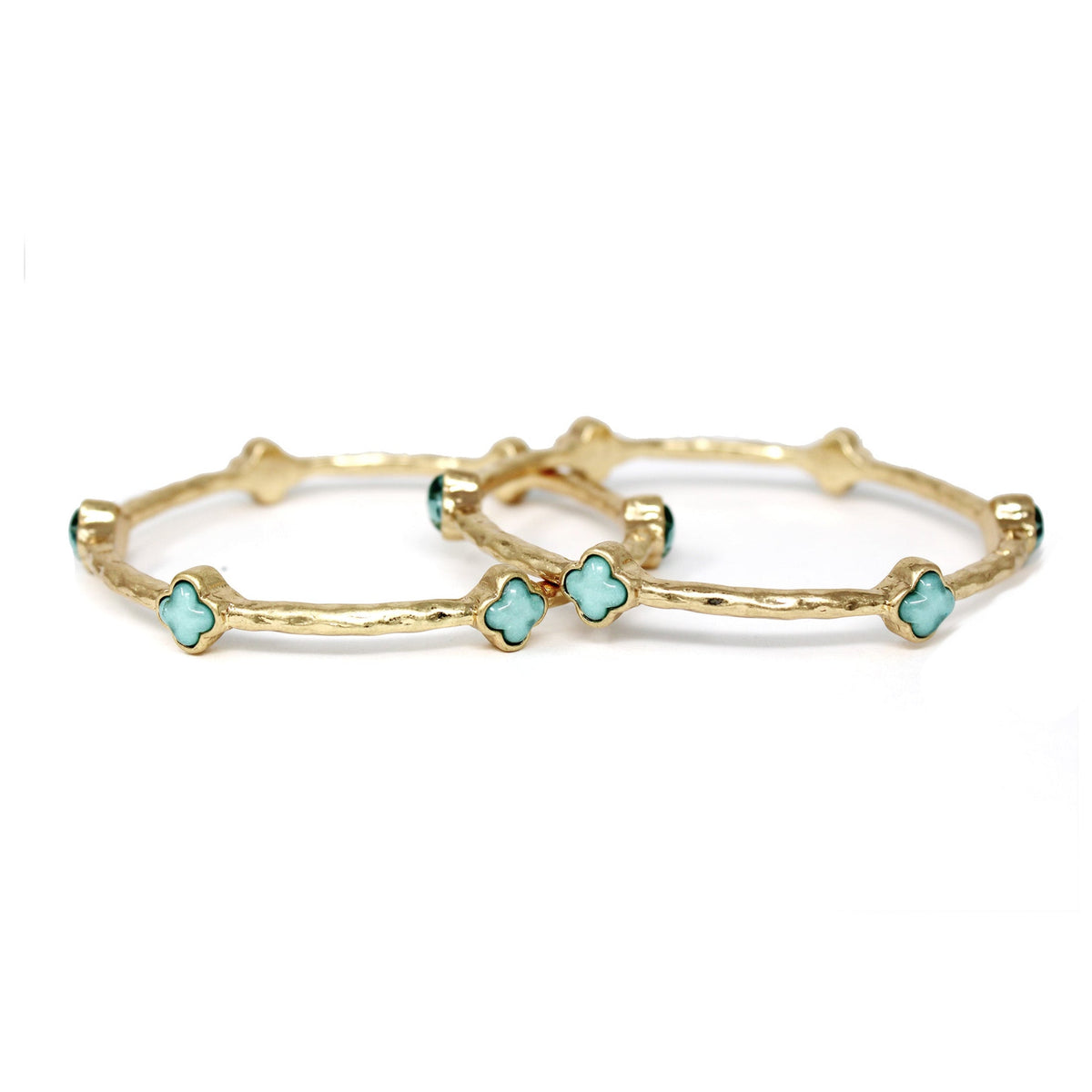 Color Clover Hammered Texture Stackable Bangle Set of 2