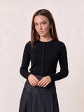 Crop T-Shirt Cardigan-Black