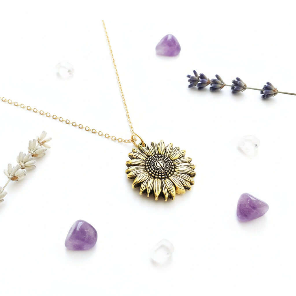 Custom Sunflower Double Letter Necklace – Personalized Women’s Jewelry