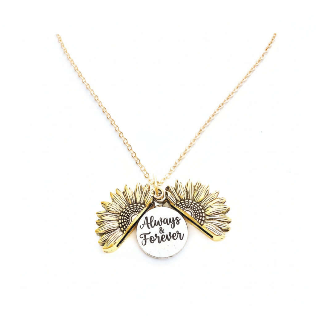 Custom Sunflower Double Letter Necklace – Personalized Women’s Jewelry