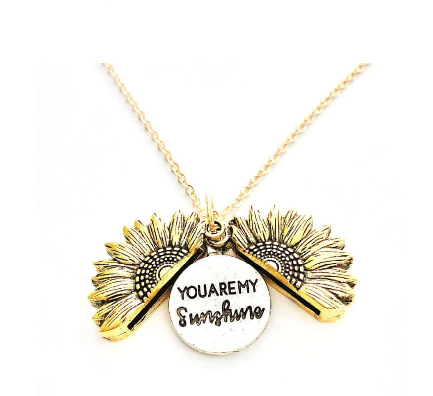 Custom Sunflower Double Letter Necklace – Personalized Women’s Jewelry