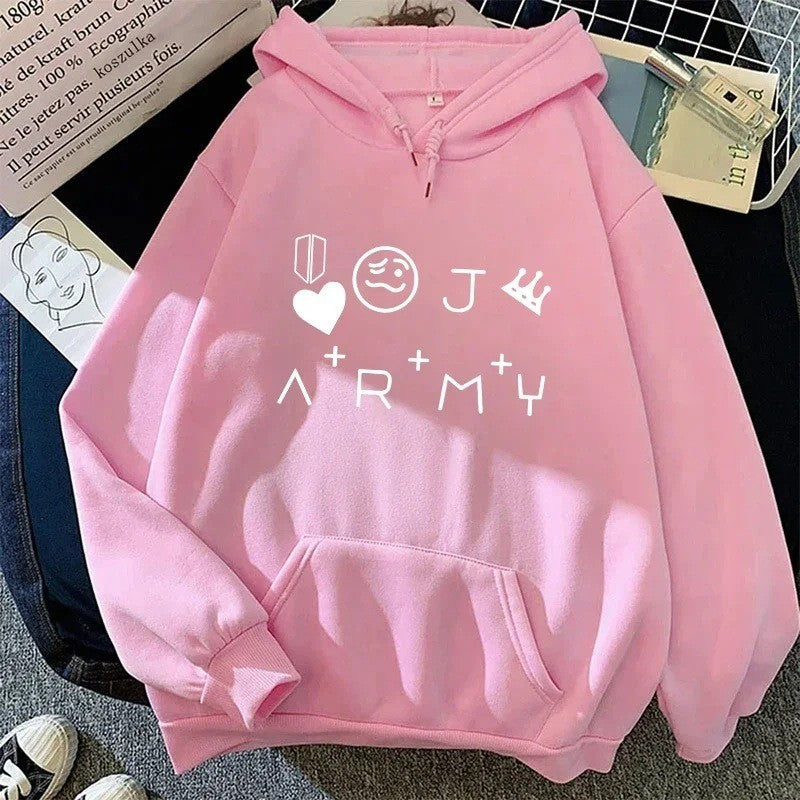 Women's Hooded Sweatshirt, Fleece Solid Color Printed Multi-color