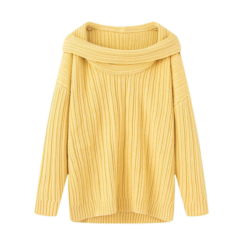 Atmosphere One Shoulder Knitted Hooded Sweater