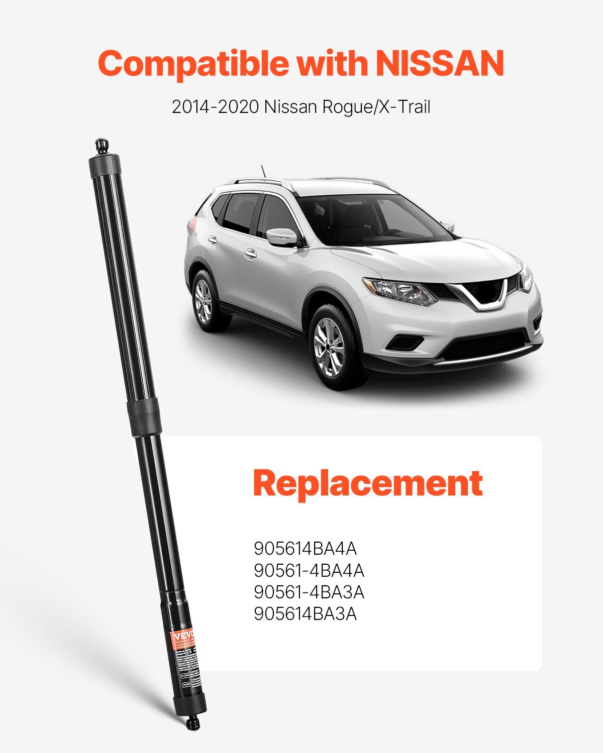 Rear Left & Right Tailgate Power Lift Support, Compatible with 2014-2020 Nissan Rogue/X-Trail, Electric Tailgate Liftgate Power Hatch Shock Strut Replace OE# 905614BA4A 90561-4BA4A (2PCS)