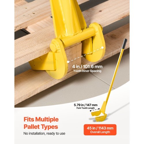 Pallet Buster Tool, 41 Inch Carbon Steel Handle Wrecking Pry Bar, 2000 lbs Weight Capacity, Heavy Duty Deck Board Removal Tool, Breaker Bar for Flooring, Framing, Roofing, Trim, Drywall