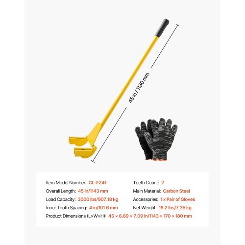 Pallet Buster Tool, 41 Inch Carbon Steel Handle Wrecking Pry Bar, 2000 lbs Weight Capacity, Heavy Duty Deck Board Removal Tool, Breaker Bar for Flooring, Framing, Roofing, Trim, Drywall