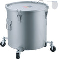 Fryer Grease Bucket, 10 Gal Oil Disposal Caddy with Caster Base, Carbon Steel Rust-Proof Coating, Oil Transport Container with Lid, Lock Clips, Filter Bag for Hot Cooking Oil Filtering, Gray