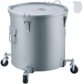 Fryer Grease Bucket, 8 Gal Oil Disposal Caddy with Caster Base, Carbon Steel with Rust-Proof Coating, Oil Transport Container with Lid, Lock Clips, Filter Bag for Hot Cooking Oil Filtering, Gray