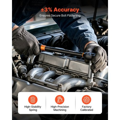 Torque Wrench 3/8-inch Drive Click Torque Wrench Dual Scale Readings, 5-45 lbf-ft / 6.8-61.2 N.m, ?3% High Precision, with Spark Plug Sockets, Bits, Universal Joint, Extension Bar, Storage Case