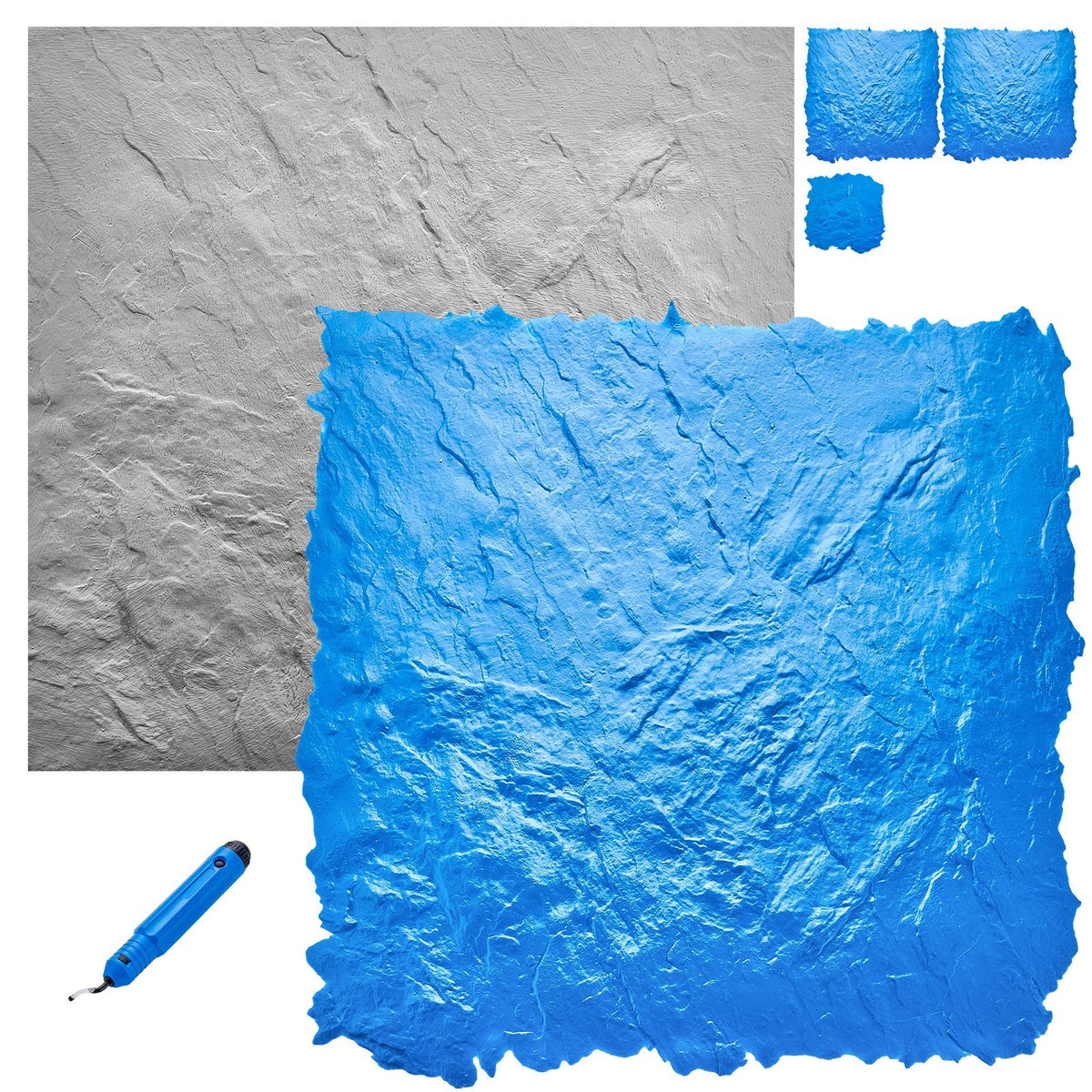 Concrete Stamps Mat, 36 x 36 in & 18 x 18 in, 4 pcs Concrete Texturing Skin Polyurethane Stamp Stone Tile Texture Mat, Slate floor Imprint Seamless Stamp Concrete Molds for Outdoor Decorative