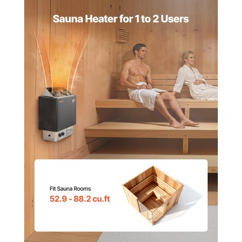 Sauna Heater, 2KW AC 120V Electric Sauna Stove, Dry Steam Bath Saunas Stove with Pre-Drilled Bracket, Fit 52.9 to 88.2 CU.FT Saunas Rooms, Steam Bath Stoves for Home, Commercial, Leisure Venues
