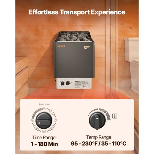 Sauna Heater, 2KW AC 120V Electric Sauna Stove, Dry Steam Bath Saunas Stove with Pre-Drilled Bracket, Fit 52.9 to 88.2 CU.FT Saunas Rooms, Steam Bath Stoves for Home, Commercial, Leisure Venues