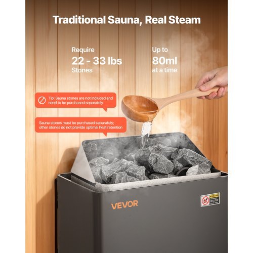 Sauna Heater, 2KW AC 120V Electric Sauna Stove, Dry Steam Bath Saunas Stove with Pre-Drilled Bracket, Fit 52.9 to 88.2 CU.FT Saunas Rooms, Steam Bath Stoves for Home, Commercial, Leisure Venues