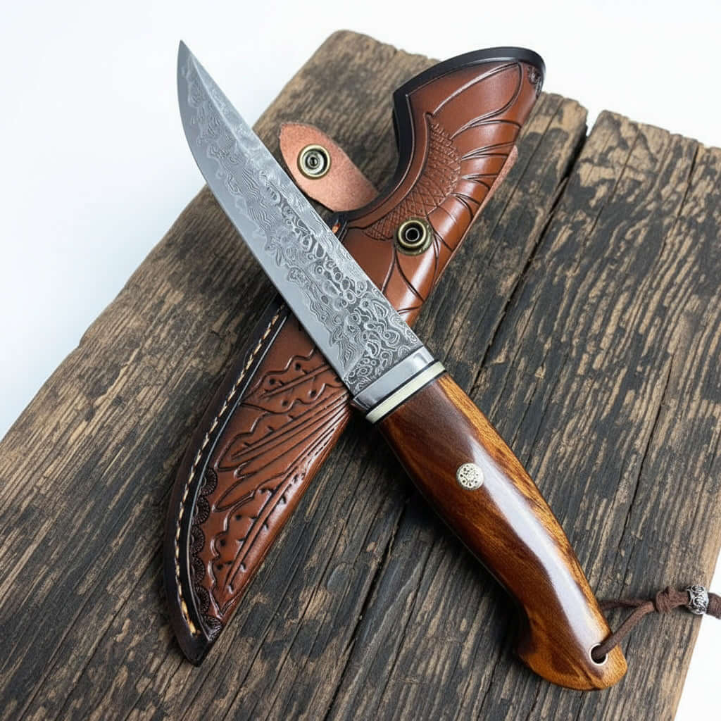 Damascus Steel Folding Knife – Handmade EDC Pocket Knife for Men | Ironwood Handle Gift Knife