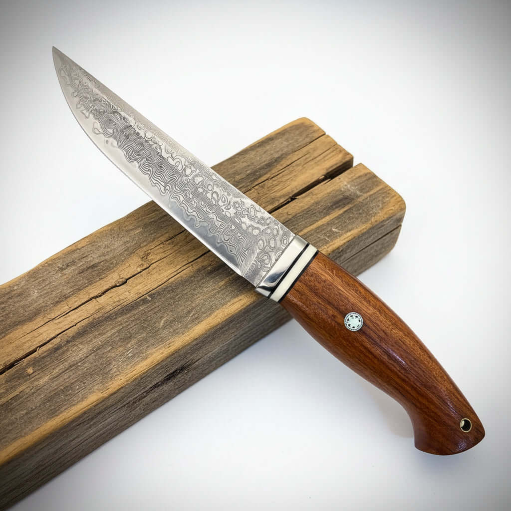 Damascus Steel Folding Knife – Handmade EDC Pocket Knife for Men | Ironwood Handle Gift Knife