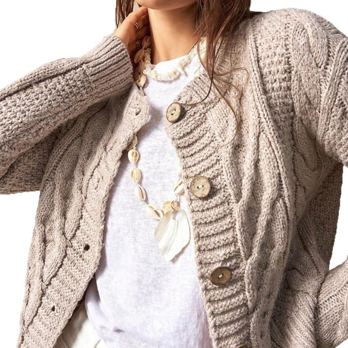 Retro Cable Knit Cardigan Women's Autumn Winter Round Neck Sweater Coat Slim Fit Green Twisted Knit Sweater