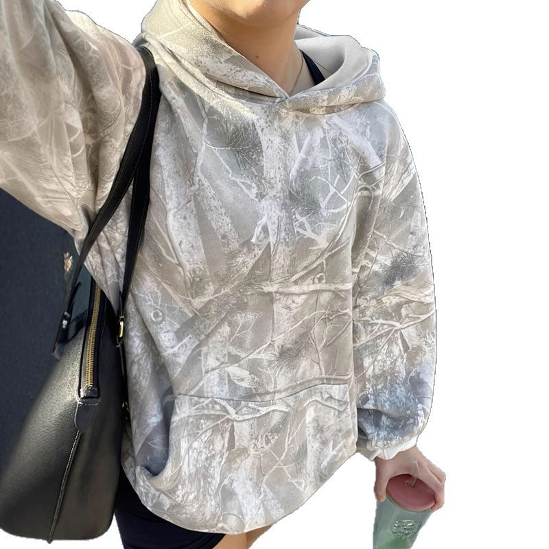 Vintage Hoodie for Women Long Sleeve Forest Maple Leaf Branch Pattern 3D Sweatshirt