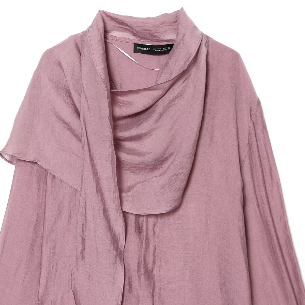 Long sleeved scarf collar asymmetrical women's clothing